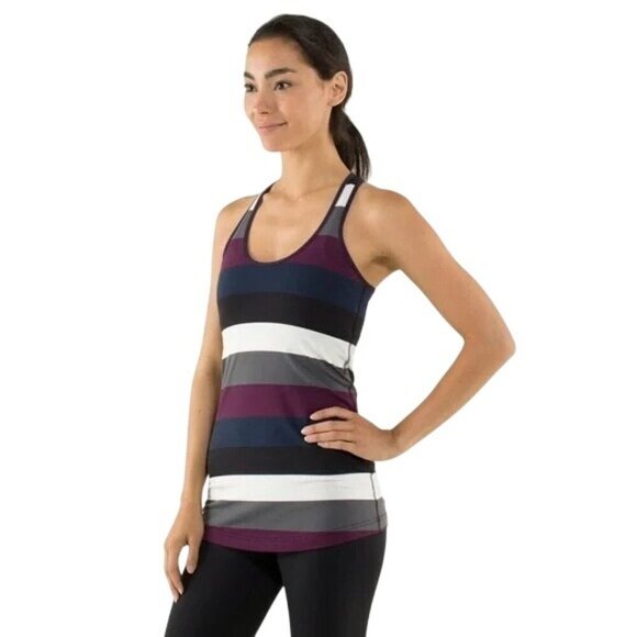 Lululemon Cool Racerback Hyper Stripe Tank Top in Plum - Picture 2 of 6